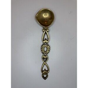 Vintage Brass Welsh Love Spoon Decorative Wall Hanging Folk Art Primative